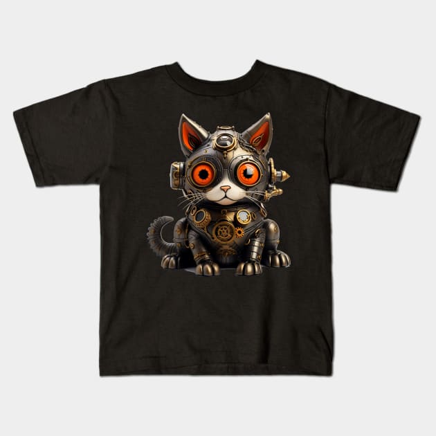 Cat Halloween Steampunk for Cat Lover Kids T-Shirt by Omarzone